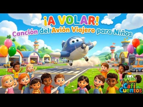 Imagen de la canción infantil Ronda del avión viajero de Caficuentos canciones