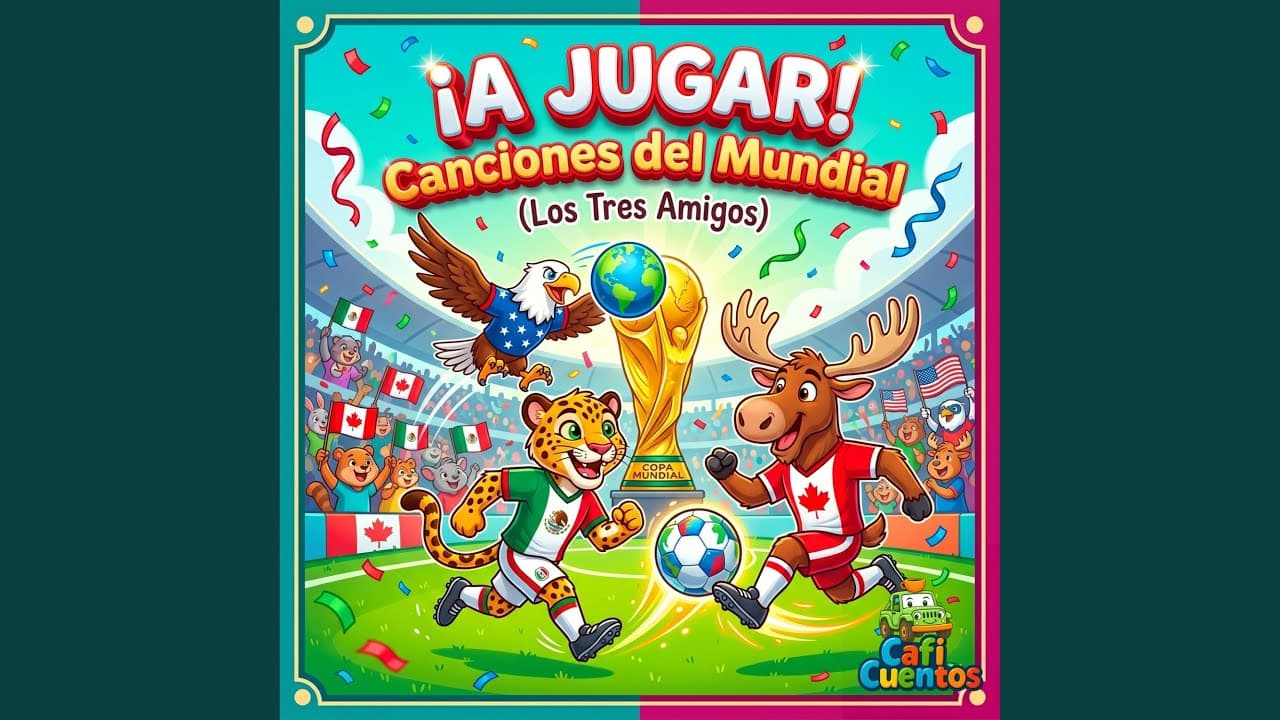Carátula de la canción Mascotas del Mundial (Los Tres Amigos) de Caficuentos canciones