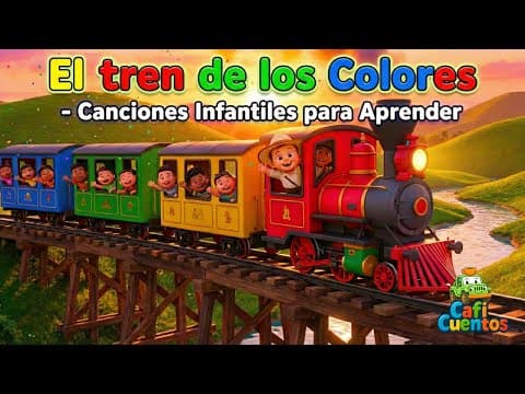 Imagen de la canción infantil Ronda el tren de colores de Caficuentos canciones