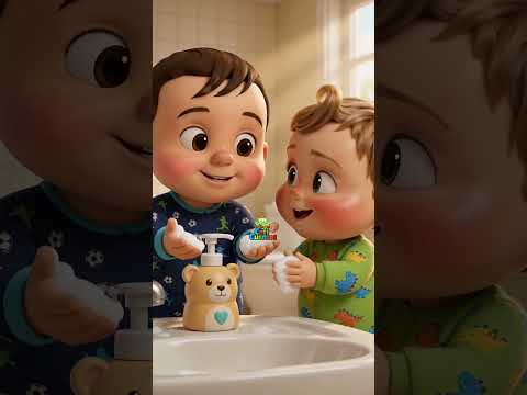 A lavar las manitos con agua, jabón y secar con Juan y Miguel…
