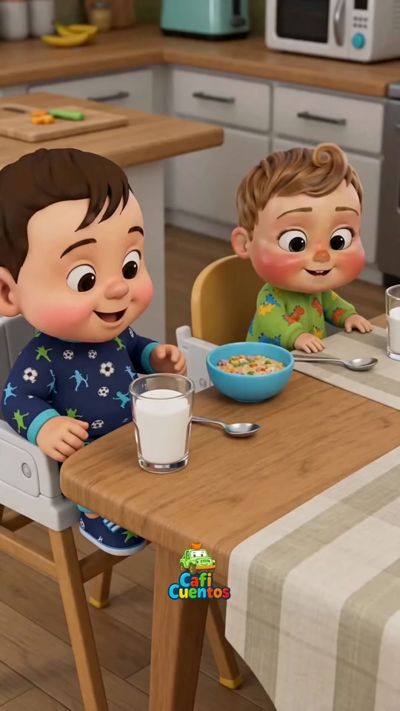 ¡Aprendiendo palabras con Miguel! 🥛🥄 El desayuno es el mejor momento para aprender! ☀️🥛  Acompaña a Juan y Miguel en la cocina mientras descubren palabras cotidianas como "vaso", "cuchara" y "zapato". 👟 ✨ El final con Miguel usando el zapato de guante te va a derretir de ternura. 🥹 Elige tu emoji favorito: 🥛, 🥄 o 👟 ¡y déjanos tu comentario! 👇 #CafiCuentos #VocabularioParaNiños #PrimerasPalabras #AprendeJugando #Bebes #Niños #EducacionInfantil #Maternidad #Hijos #RutinaDiaria #DesayunoSaludable