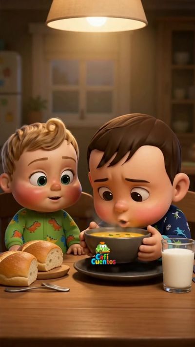 Aprende la rutina de la cena con nosotros! 🍲🍞🥛 | Hora de Cenar — ¡Juan y Miguel nos muestran los pasos para disfrutar de una deliciosa cena juntos! 🍲 ¡Sopa! / 🍞 ¡Pan! / 🥛 ¡Bebida!  ¿A tu peque también le sale su bigote de leche cuando termina de cenar? Guarda este video para motivarlo a comer feliz y compartir momentos hermosos en la mesa familiar. ✨👶👦  #AprendeConmigo #EducacionInfantil #HoraDeCenar #AlimentacionInfantil #EstimulacionTemprana #BebesTiernos #VideosParaNinos #Maternidad #PixarStyle #TikTokNinos