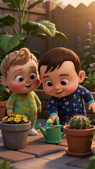 ¡A cuidar las plantitas! 🌱💧  ¿Tu peque ya sabe cómo ayudar en el jardín? 🌸  En este tierno video estilo Pixar, Juan y Miguel descubren la magia de regar y cuidar la naturaleza paso a paso. ¡Un hermoso hábito para enseñar el amor por el medio ambiente en casa! 💚✨ #CuidadoDelMedioAmbiente #NiñosYNaturaleza #EstiloPixar #CrianzaPositiva #AprendizajeLúdico #Hermanos #ValoresFamiliares #EstimulaciónTemprana #MomentosEnFamilia #caficuentoscanciones #TikTokNinos